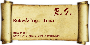 Rekvényi Irma névjegykártya